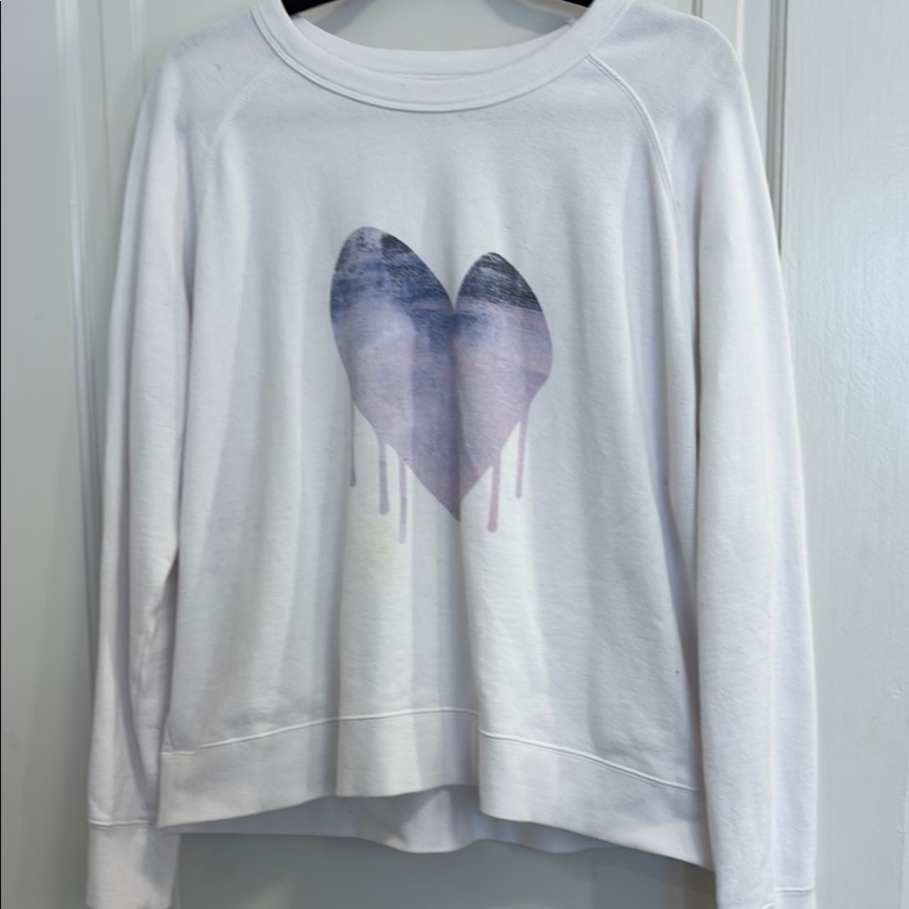 Kerri Rosenthal Cropped Heart Print Sweatshirt Sz L